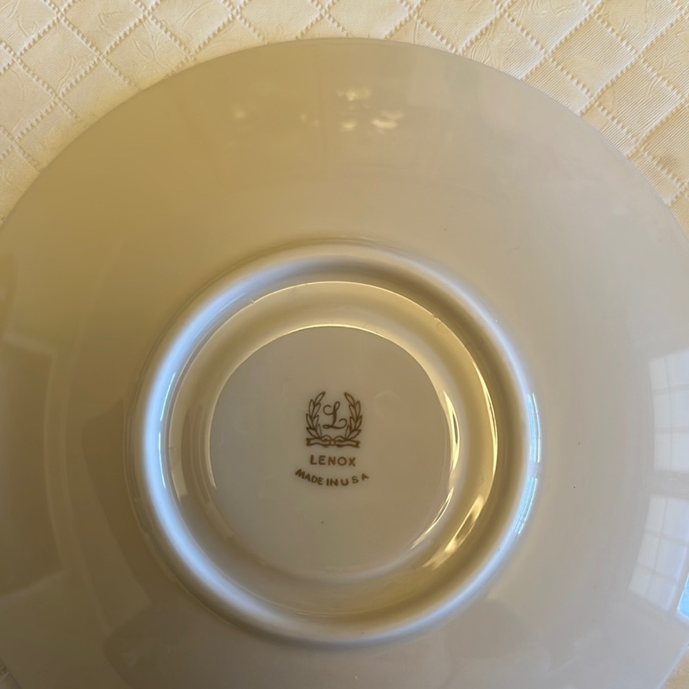 VTG Lexon X-446 Ivory China Platinum Rimmed Sauce 6inch 6 Set Made In Us - Picture 4 of 8